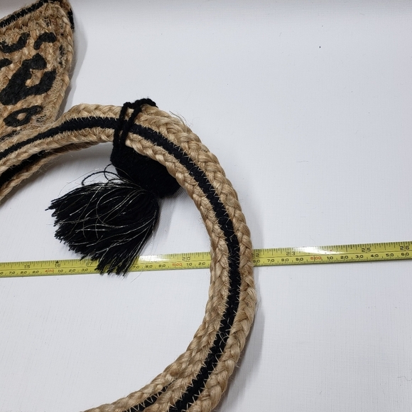 America & Beyond Jute Leopard Print Tote Bag Large Tan Black - Picture 12 of 16